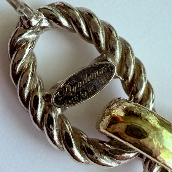 Mia Fiore 14K Gold & Sterling Silver Platinum Plated Pull Tab 1" Earrings Italy - Picture 5 of 9